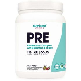 Nutricost Pre-Workout Powder for Women, Fruit Punch , 60 Servings, Supplement